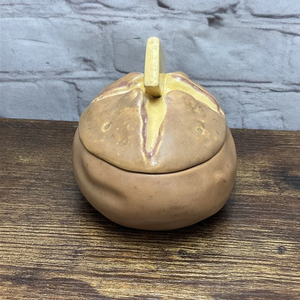 Vintage Ceramic Potato Shaped Serving Bowl W Pat Of Butter On Lid Czechoslovakia